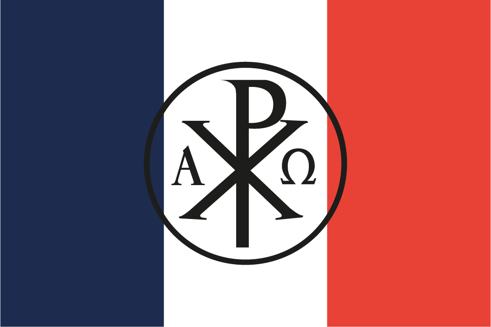 Drapeau Français Tricolore - Monogramme du Christ
