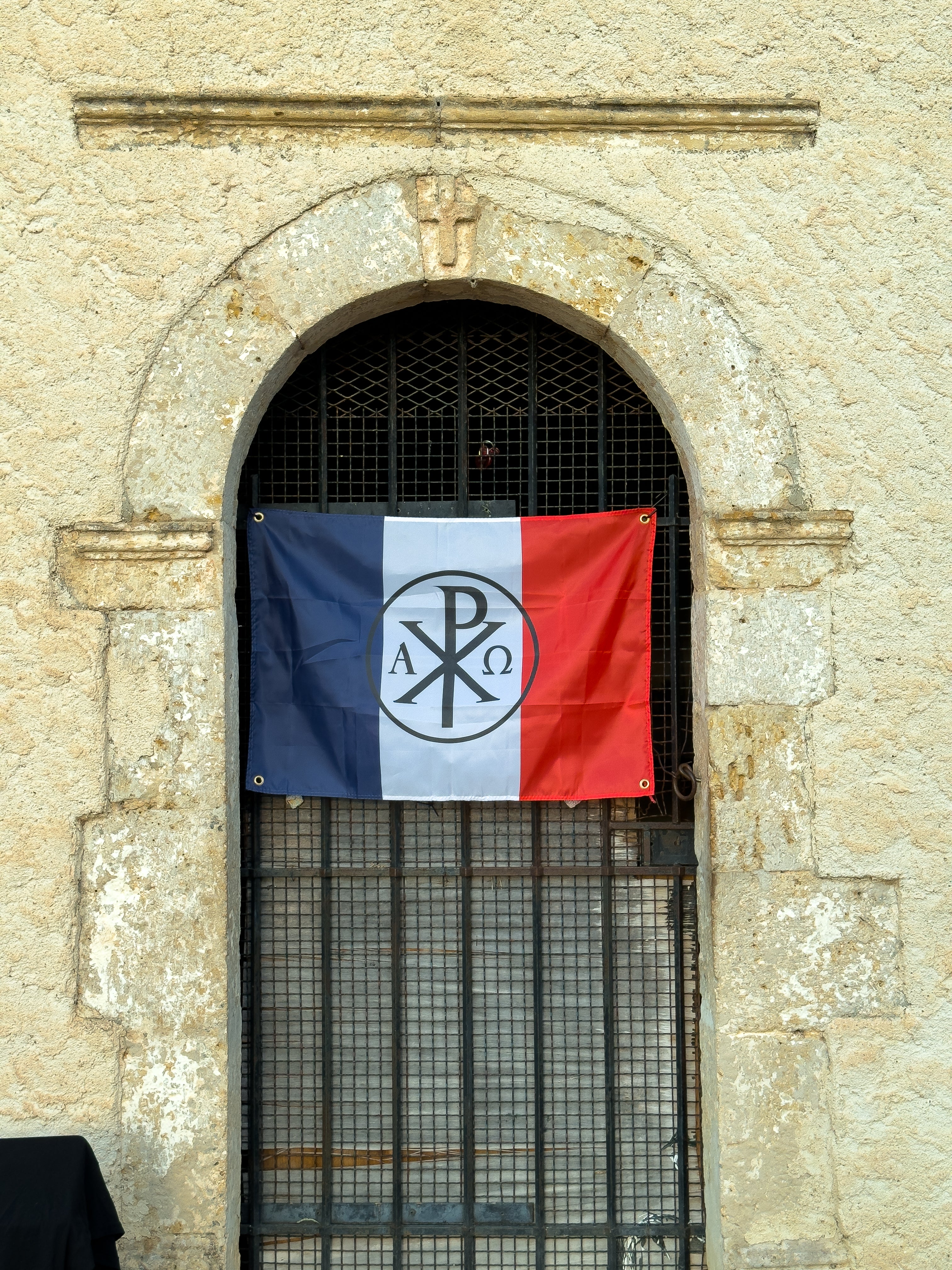 Drapeau Français Tricolore - Monogramme du Christ