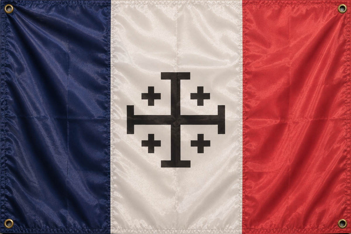 Drapeau Français Tricolore - Croix de Jérusalem